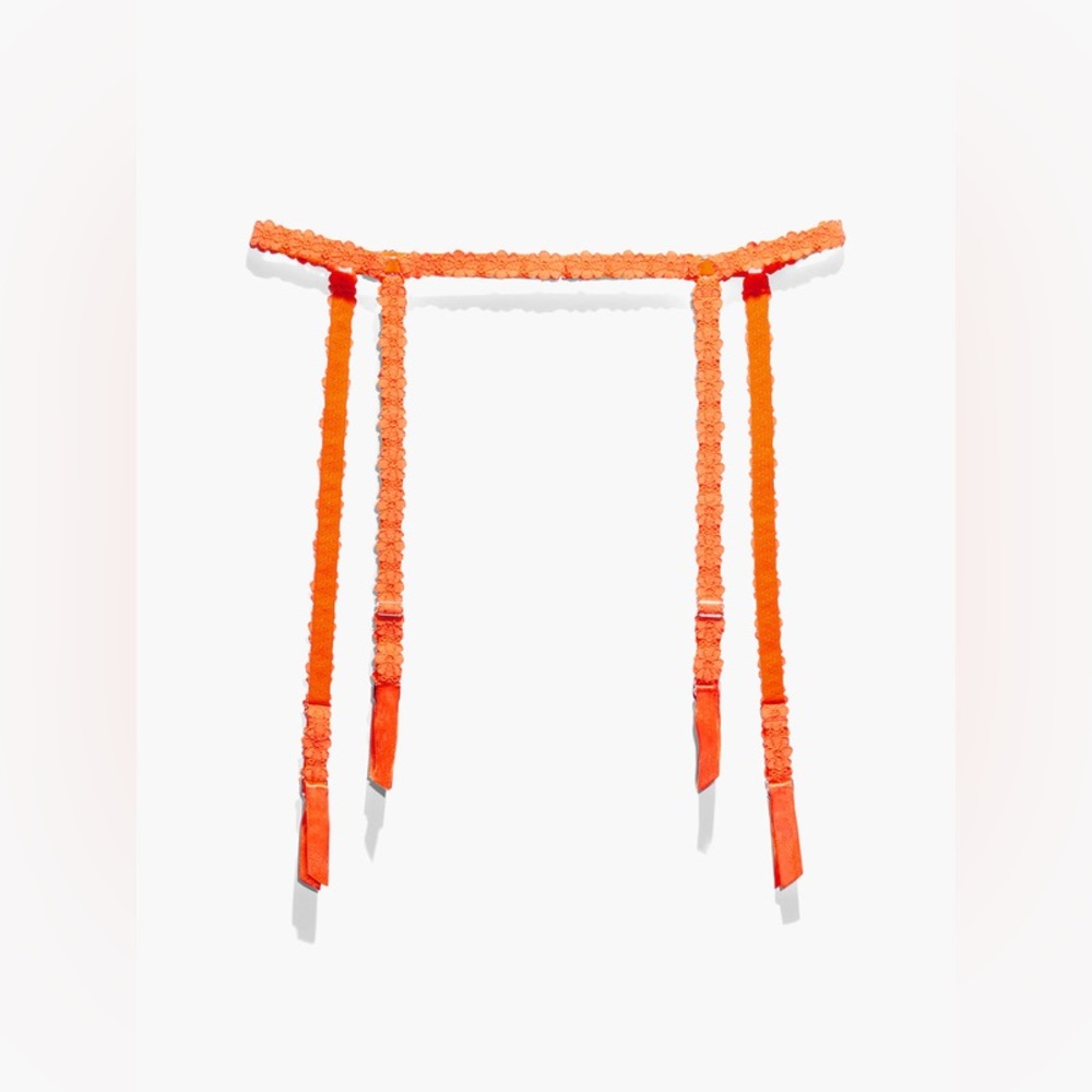 Savage X Fenty Perfect Poppies orange garter belt - XSmall